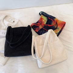 Women's Winter Knitting Shoulder Bag Large Capacity Shopper Handbag