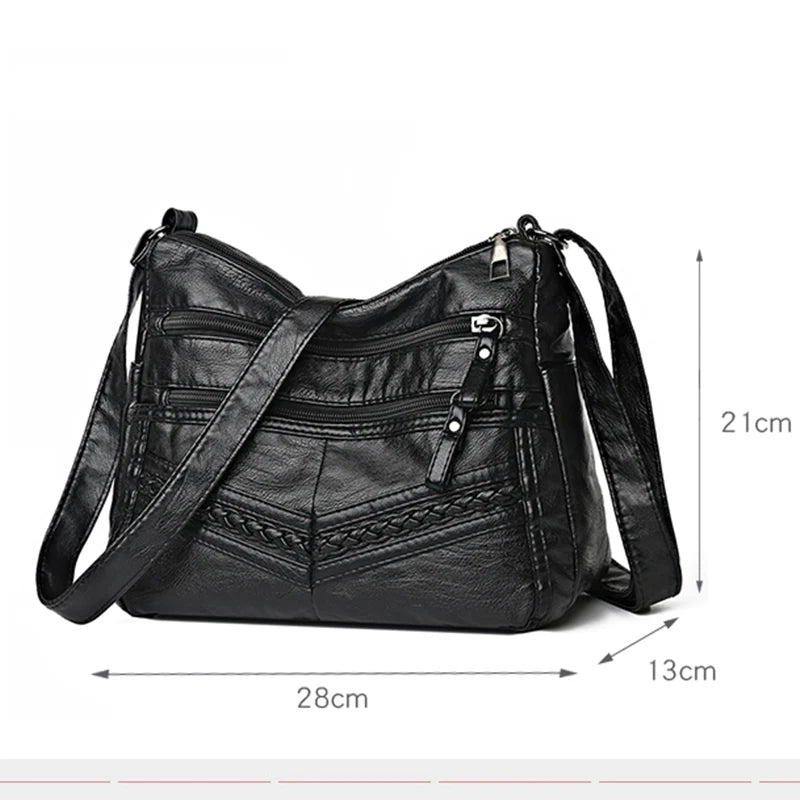 Vintage Ladies Handbag PU Leather Shoulder Messenger Classic Crossbody Pack