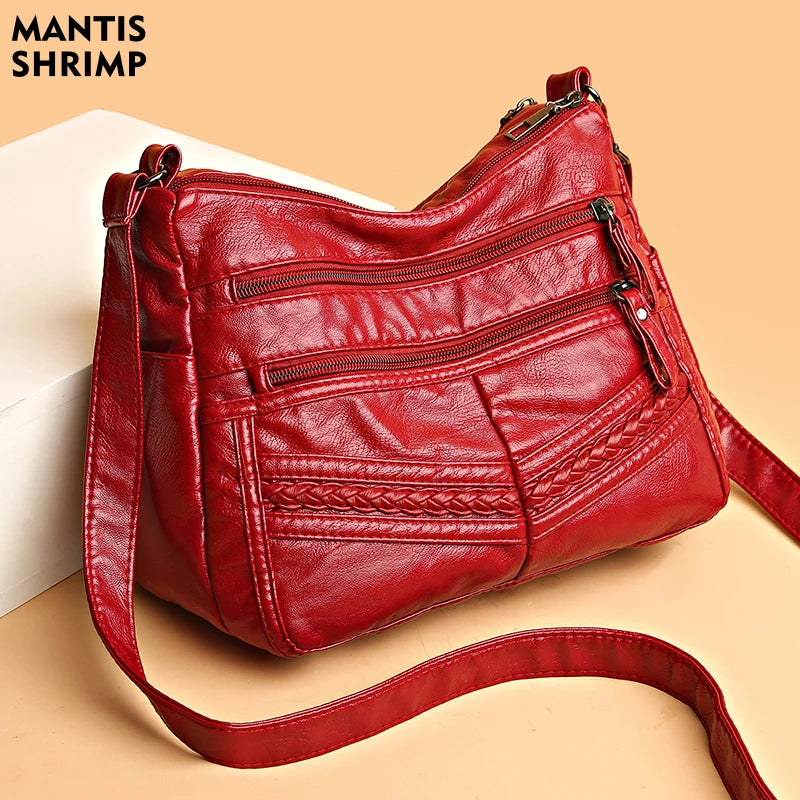 Vintage Ladies Handbag PU Leather Shoulder Messenger Classic Crossbody Pack