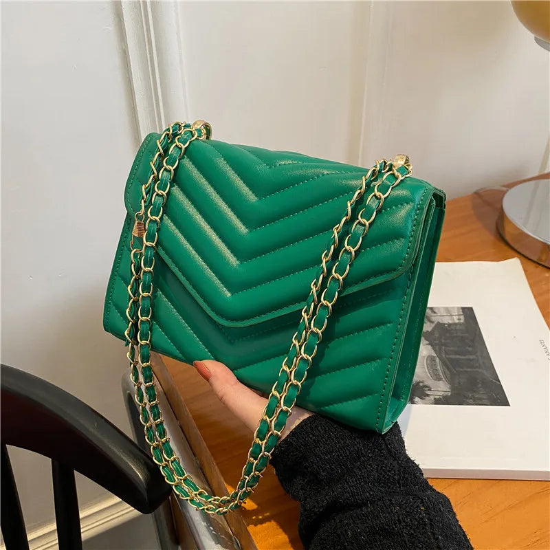 Solid Chain One-Shoulder Bag Spring Summer Crossbody Small Square Women's Bags