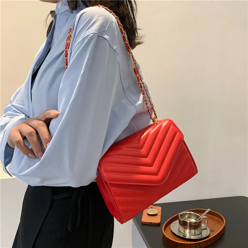Solid Chain One-Shoulder Bag Spring Summer Crossbody Small Square Women's Bags