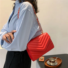 Solid Chain One-Shoulder Bag Spring Summer Crossbody Small Square Women's Bags
