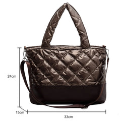 Women's Space Cotton Tote Shoulder Bag Ruched Handbag Quilted Crossbody Bag