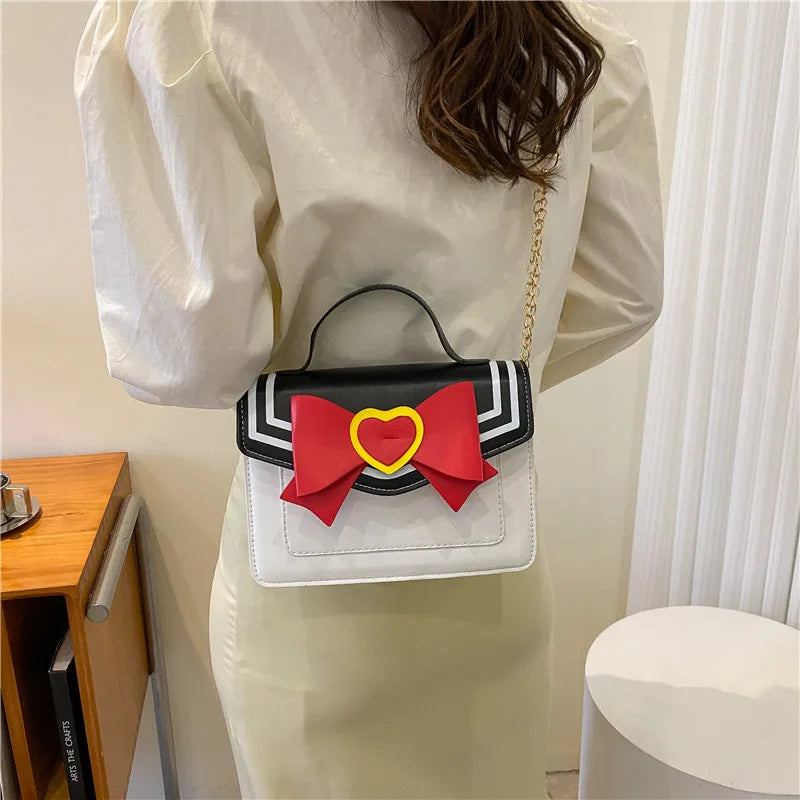 Women's Bow Square Bag Spring Cuteness One Shoulder Crossbody Bag