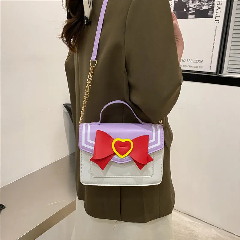 Women's Bow Square Bag Spring Cuteness One Shoulder Crossbody Bag