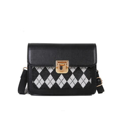 Retro Crossbody Bag Rhombus Pattern Small Square Bag for Women
