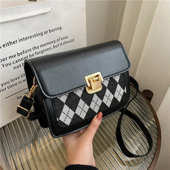 Retro Crossbody Bag Rhombus Pattern Small Square Bag for Women