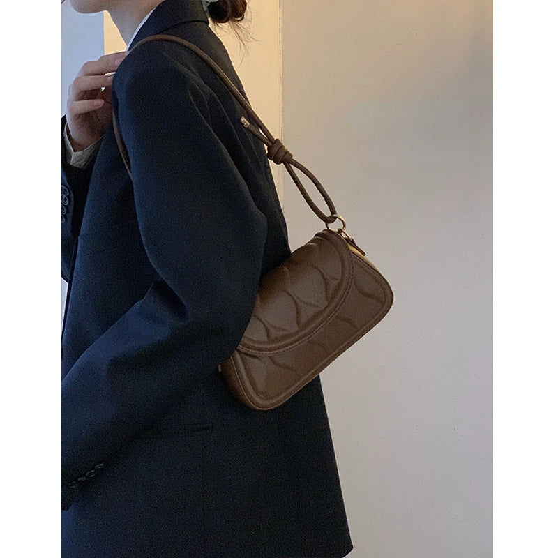 Stylish Textured Retro Square Bag Women's Summer Shoulder Bag