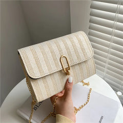 Summer Woven Chain Shoulder Bag for Women