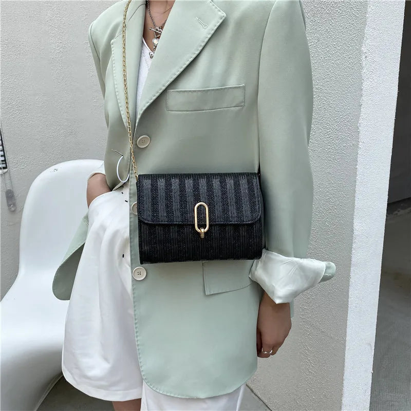 Summer Woven Chain Shoulder Bag for Women