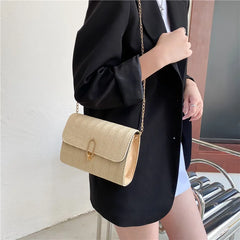 Summer Woven Chain Shoulder Bag for Women