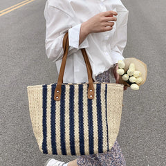 Summer Straw Woven Shoulder Bag Large Capacity Seaside Beach Vacation Tote