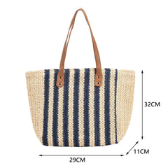 Summer Straw Woven Shoulder Bag Large Capacity Seaside Beach Vacation Tote