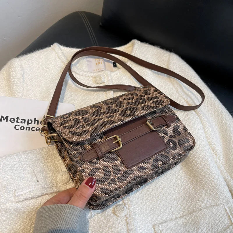 Women's Small Canvas Crossbody Bag Autumn Winter Pattern