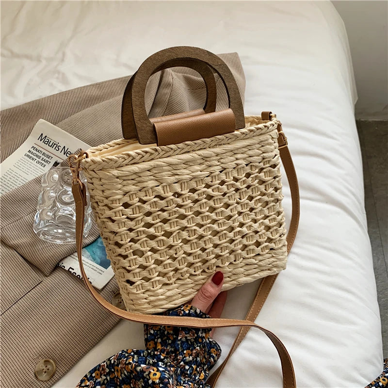 Straw Beach Handbag Summer Vacation Crossbody Bag