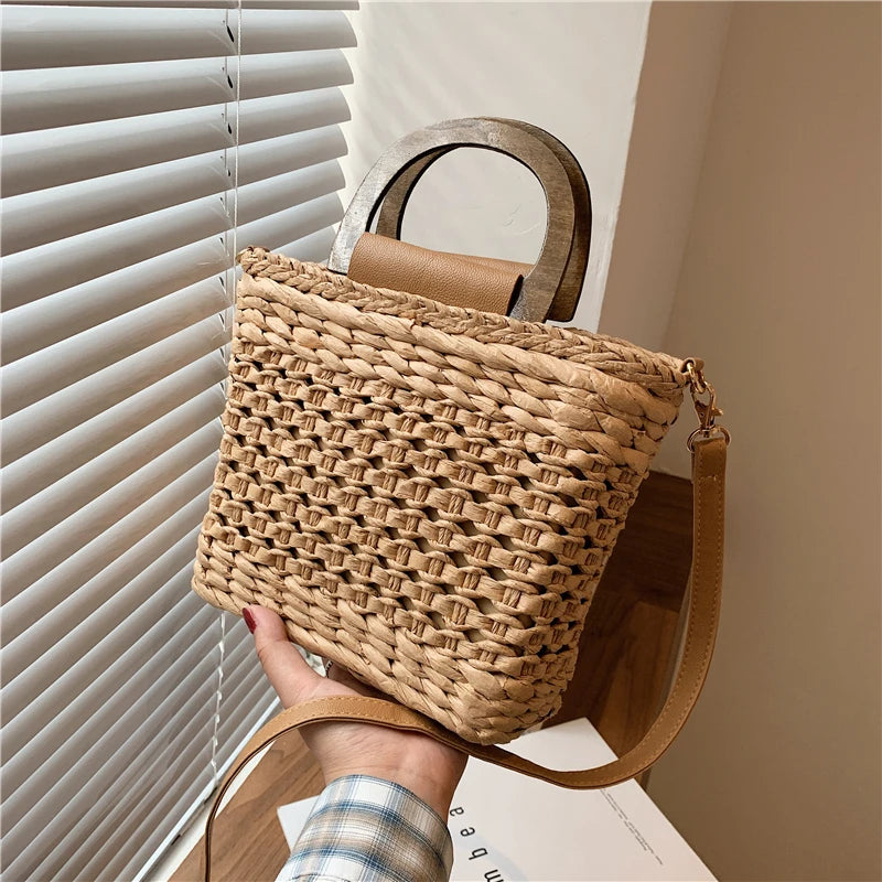 Straw Beach Handbag Summer Vacation Crossbody Bag