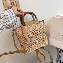 Straw Beach Handbag Shoulder Crossbody Bag Vacation Summer Women's