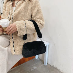 Women's Plush Animal Print Shopper Bag Handbag