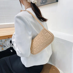 Women's Geometric PU Leather Shoulder Bag Embossed Checker Pattern Handbag