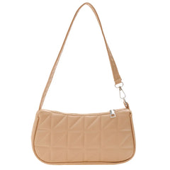 Women's Geometric PU Leather Shoulder Bag Embossed Checker Pattern Handbag