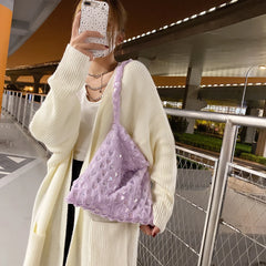Soft Plush Shoulder Bag Heart Pattern Handbag