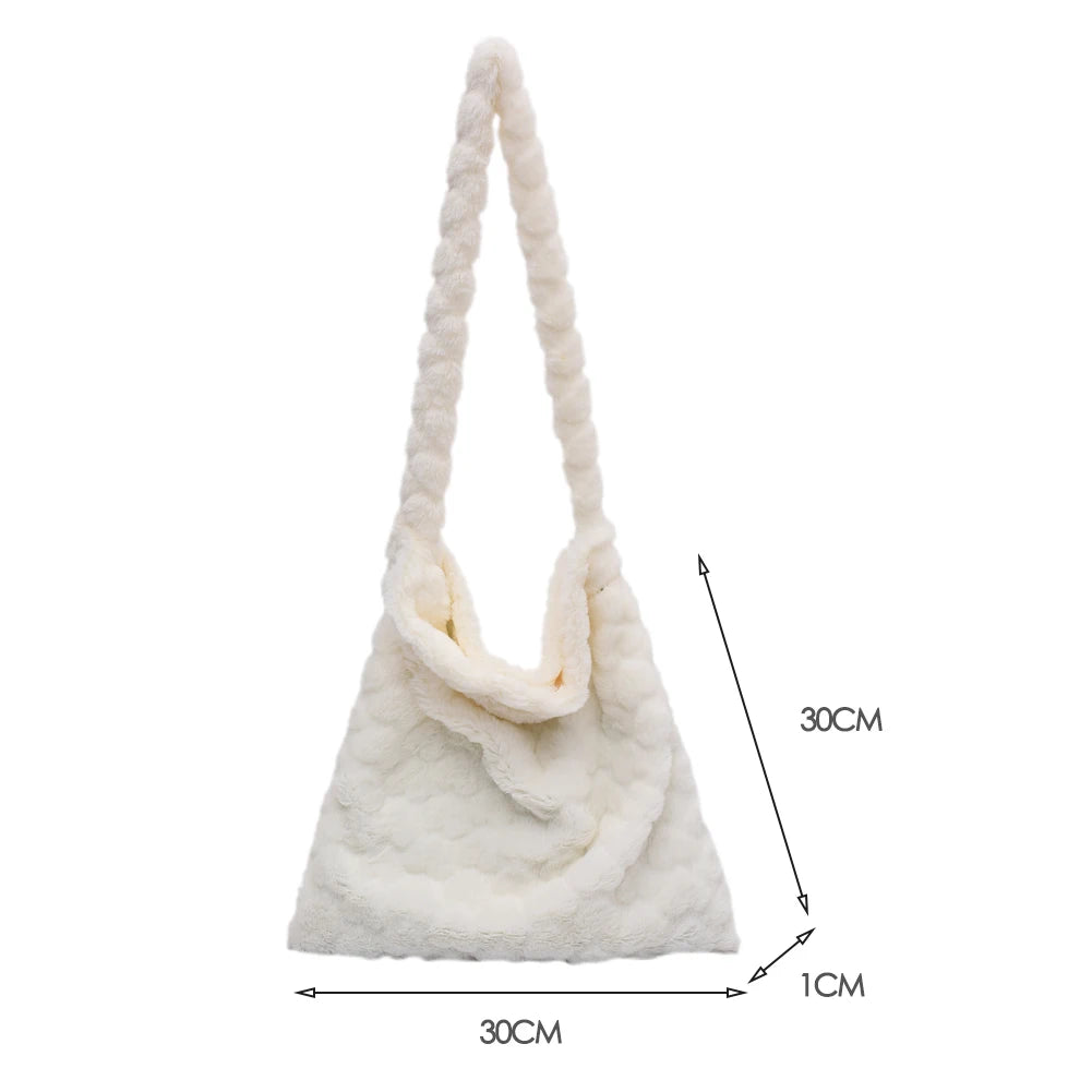 Soft Plush Shoulder Bag Heart Pattern Handbag