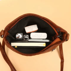 Vintage PU Leather Shoulder Crossbody Bag - Large Capacity Handbag