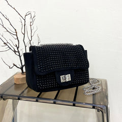 Vintage Rhinestone Crossbody Bag Women Glitter Chain Shoulder