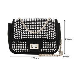 Vintage Rhinestone Crossbody Bag Women Glitter Chain Shoulder