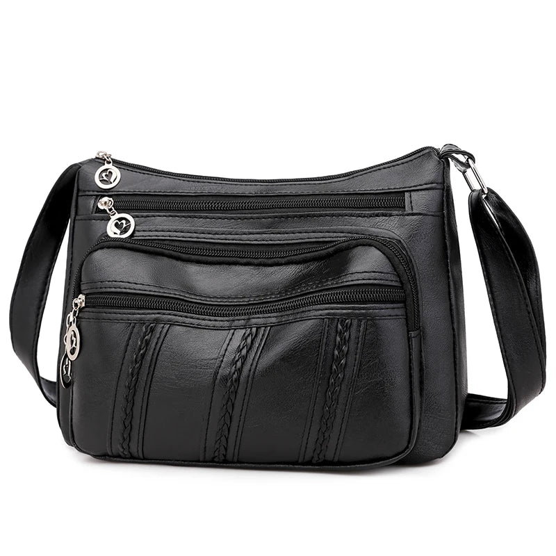 Women's Light Weight Crossbody Bag Casual Messenger Solid PU Leather Shoulder Ba