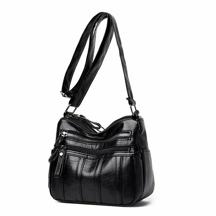 Women's Multi-Layer Messenger Bag Small PU Leather Shoulder Crossbody