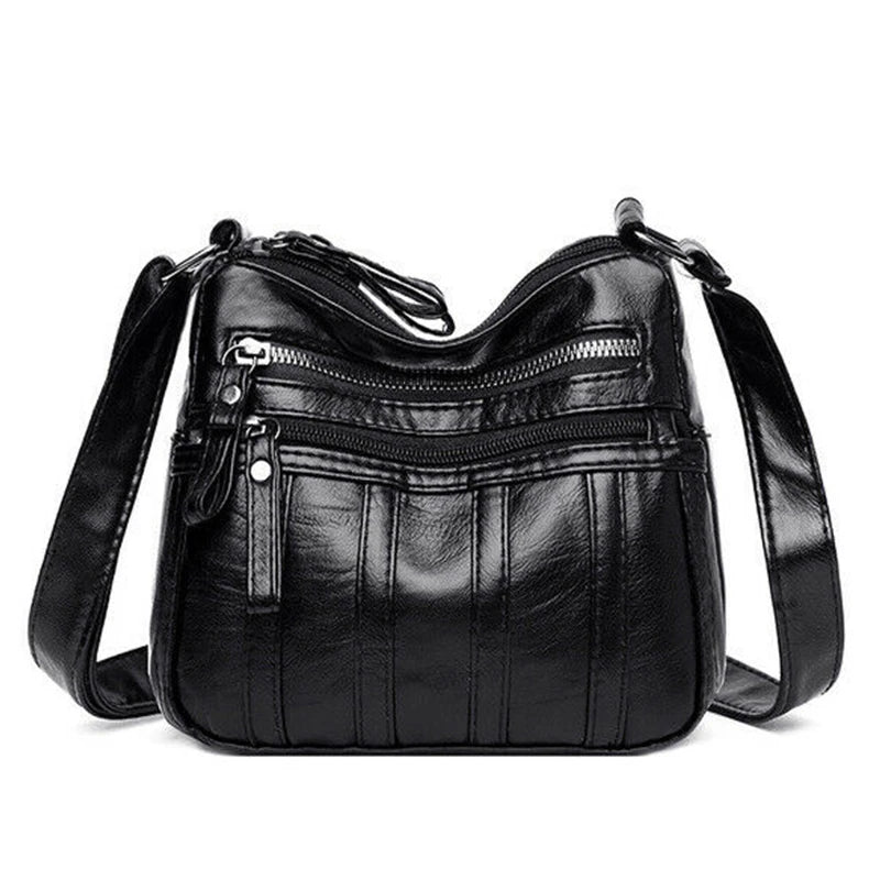 Women's Multi-Layer Messenger Bag Small PU Leather Shoulder Crossbody