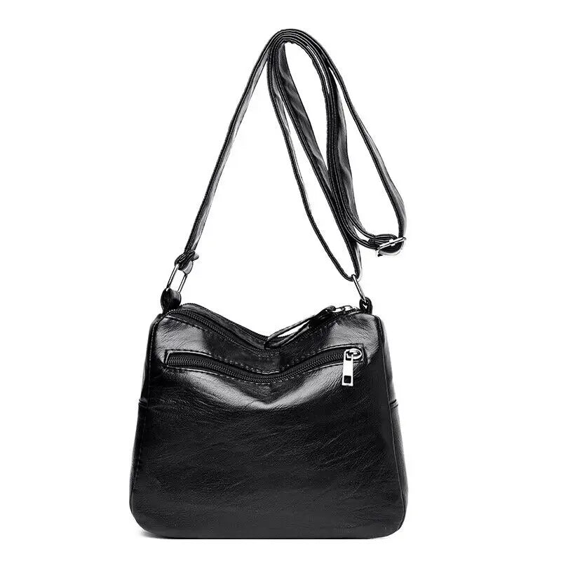 Women's Multi-Layer Messenger Bag Small PU Leather Shoulder Crossbody