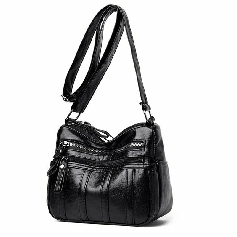 Women's Multi-Layer Messenger Bag Small PU Leather Shoulder Crossbody