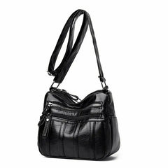 Women's Multi-Layer Messenger Bag Small PU Leather Shoulder Crossbody