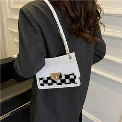 Winter Flow Chain Ins Shoulder Crossbody Plaid Bags For Women