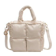 Women's Winter Padded Crossbody Shoulder Bag - Soft Leather Tote Handbag