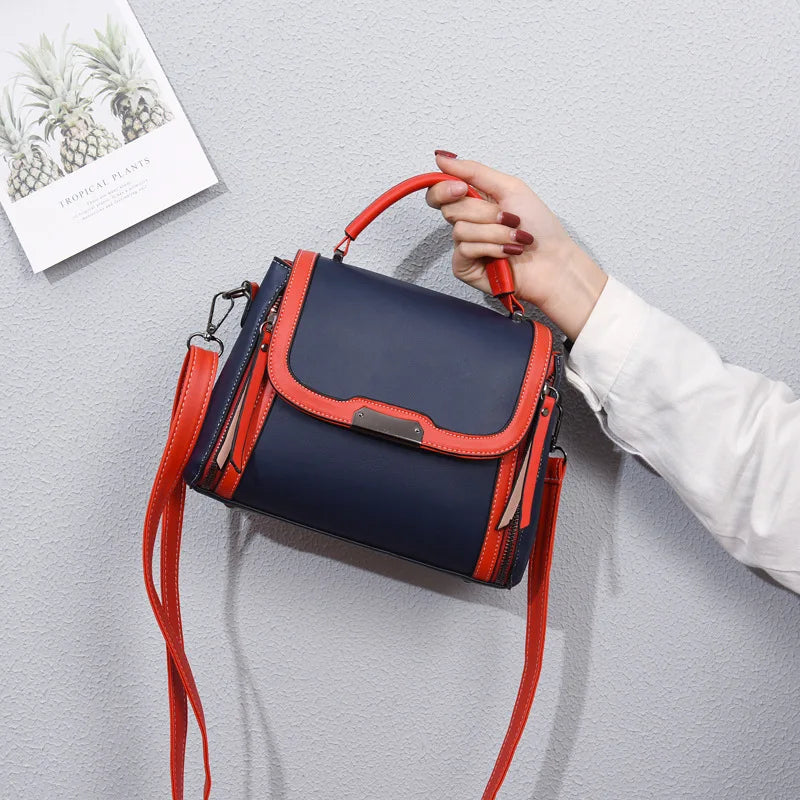 Contrast PU Ladies Handbag Shoulder Messenger Bag Female Bag