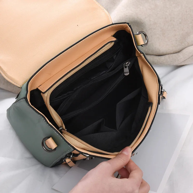 Contrast PU Ladies Handbag Shoulder Messenger Bag Female Bag