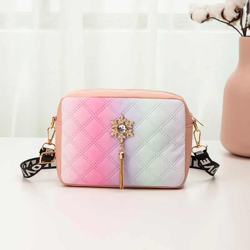 Gradient Small Square Bag Crossbody Tassel Shoulder Bag