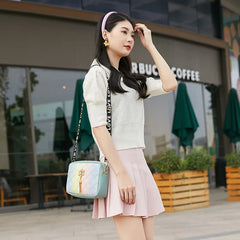 Gradient Small Square Bag Crossbody Tassel Shoulder Bag