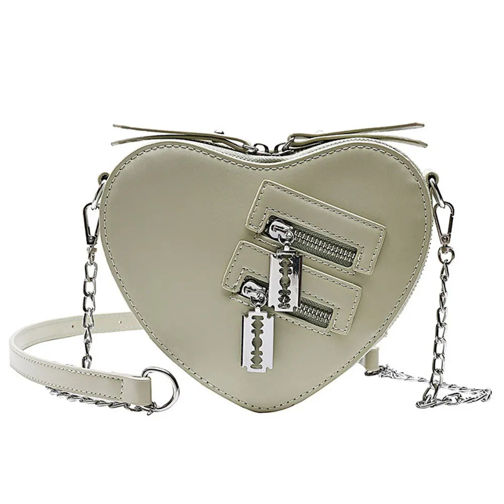 Gothic Heart Shaped Chain Bag Women's Purses and Handbags Crossbody Bag