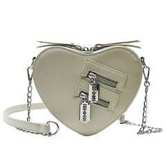 Gothic Heart Shaped Chain Bag Women's Purses and Handbags Crossbody Bag