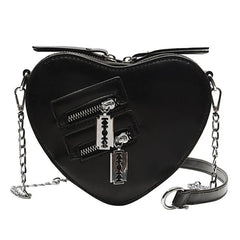 Gothic Heart Shaped Chain Bag Women's Purses and Handbags Crossbody Bag