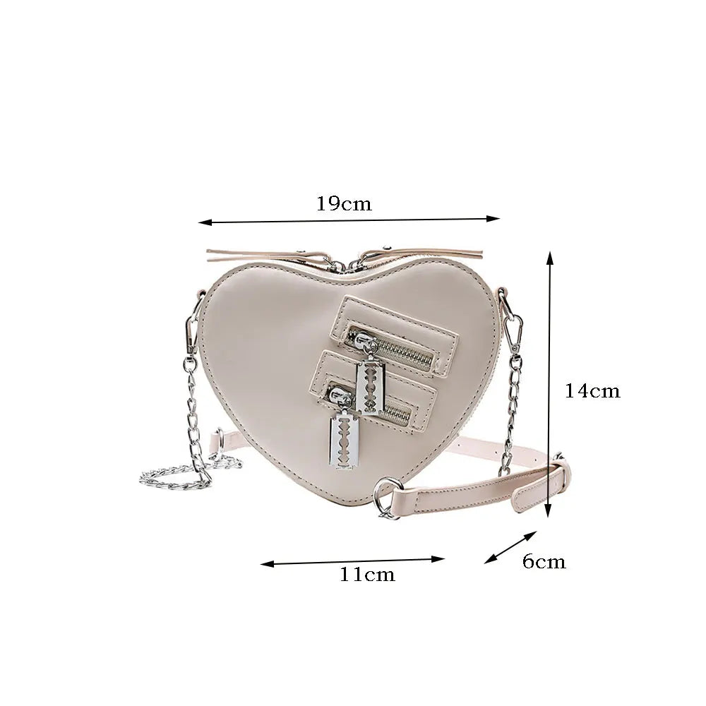 Gothic Heart Shaped Chain Bag Women's Purses and Handbags Crossbody Bag