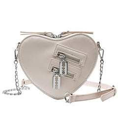 Gothic Heart Shaped Chain Bag Women's Purses and Handbags Crossbody Bag