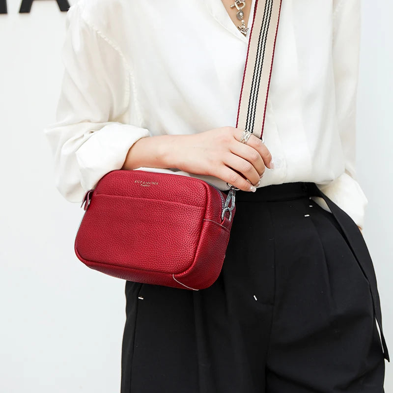 Women's Cowhide Crossbody Bag Soft Leather Shoulder Messenger Bag