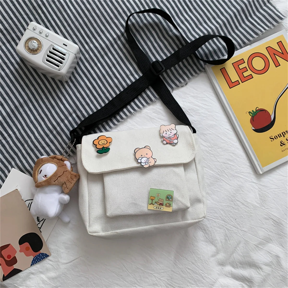 Sweet Cartoon Messenger Bag Preppy Style Casual Crossbody Purse