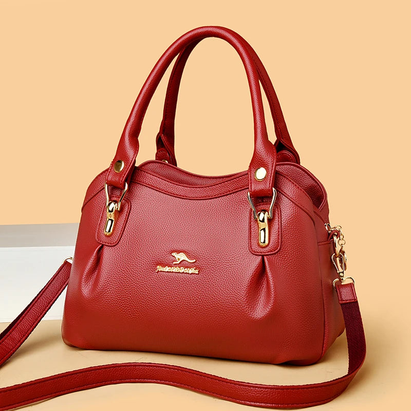 High Leather 3-Layer Ladies Tote Bags Women Shoulder Crossbody B
