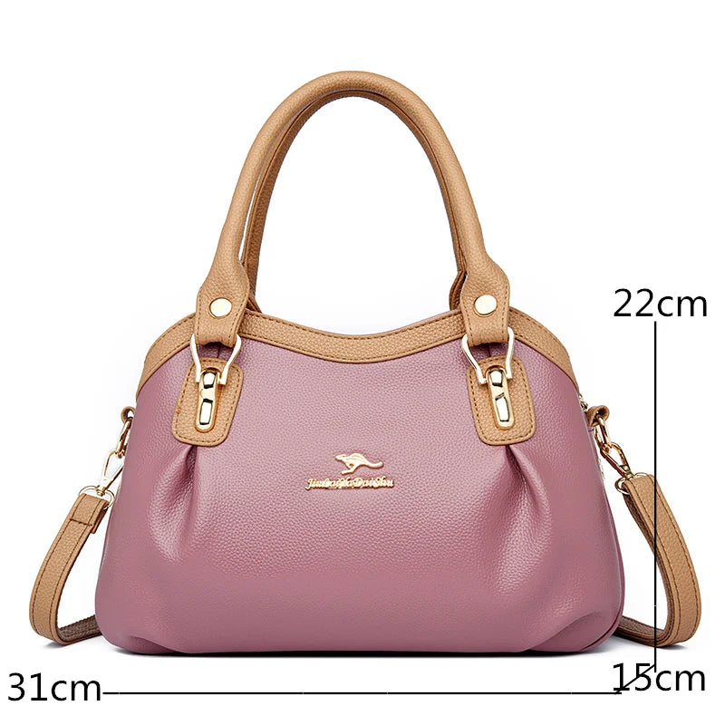 High Leather 3-Layer Ladies Tote Bags Women Shoulder Crossbody B